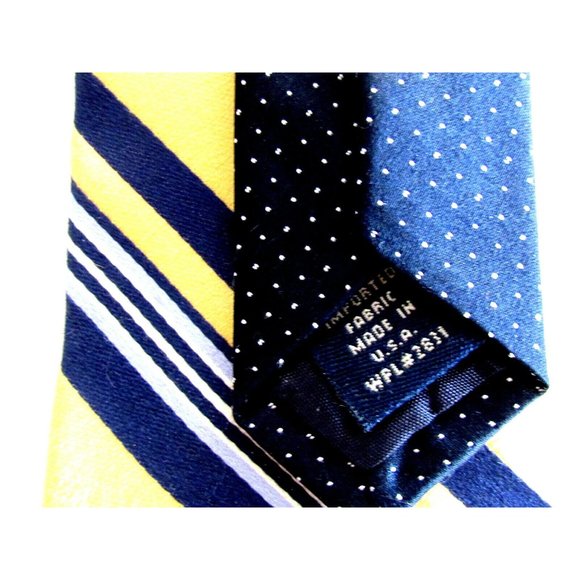 Men's Ties Designer Tommy Hilfiger Yellow Multi Color Striped 100% Silk Tie - Picture 4 of 8